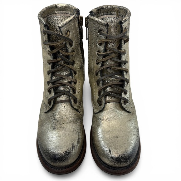 Freebird Manchester Combat Boots Women Size 8 distressed metallic Leather Silver - Picture 3 of 12